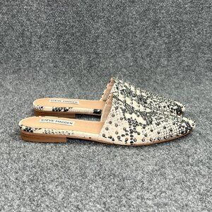 Steve Madden Tanner Studded Mules Women's Size 7 Cream Snake Print Slip On Shoes